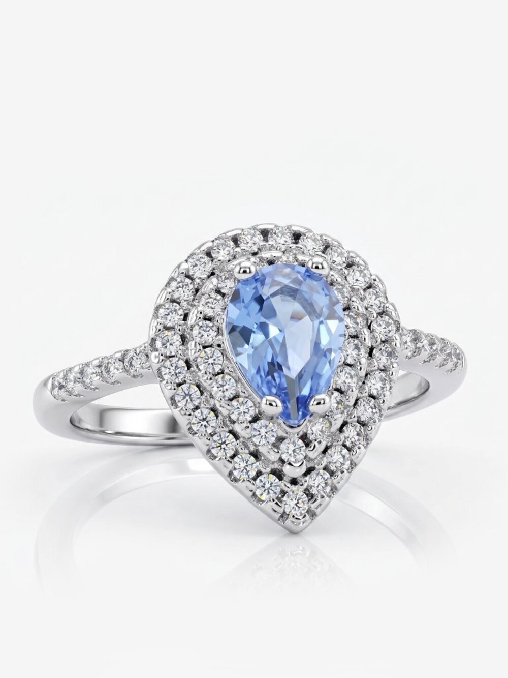 Blue Topaz Pear Gemstone ring, Solid 925 Sterling Silver Charmed Aroma